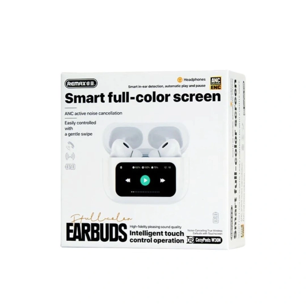 REMAX COZYPODS W30N 5.4 NOISE-CANCELLING TRUE WIRELESS EARBUDS WITH TOUCHSCREEN