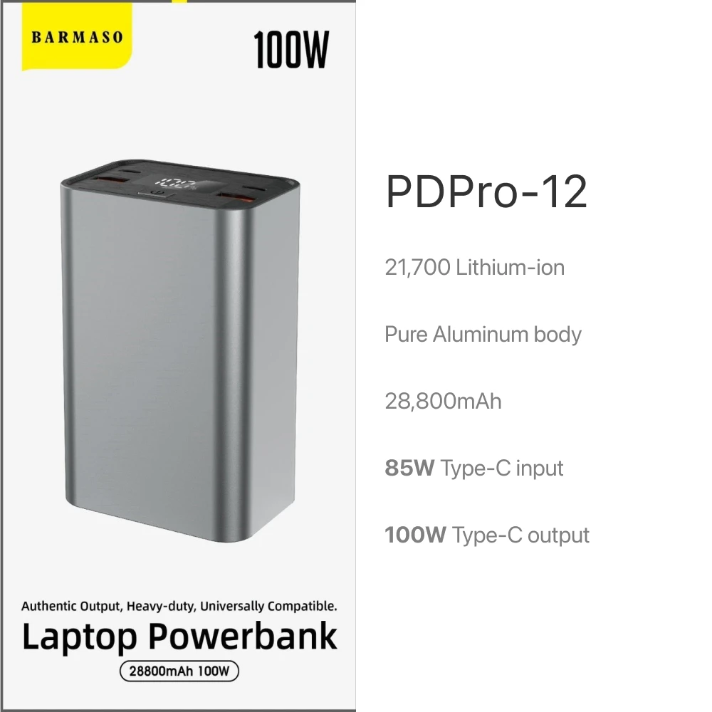 Barmaso PDPro-12 100W Type-C Laptop Powerbank 28800mAh