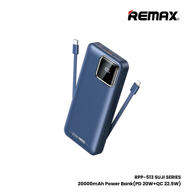 REMAX RPP-513 20000MAH SUJI SERIES 20W+22.5W PD+QC CABLE POWER BANK