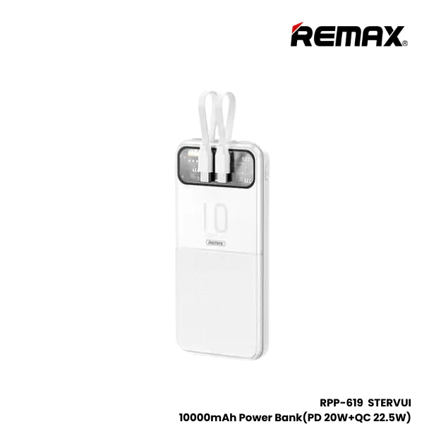 REMAX RPP-619 Stervui Series 10000mAh PD+QC Fast Charging Power Bank(PD 20W+QC 22.5W)