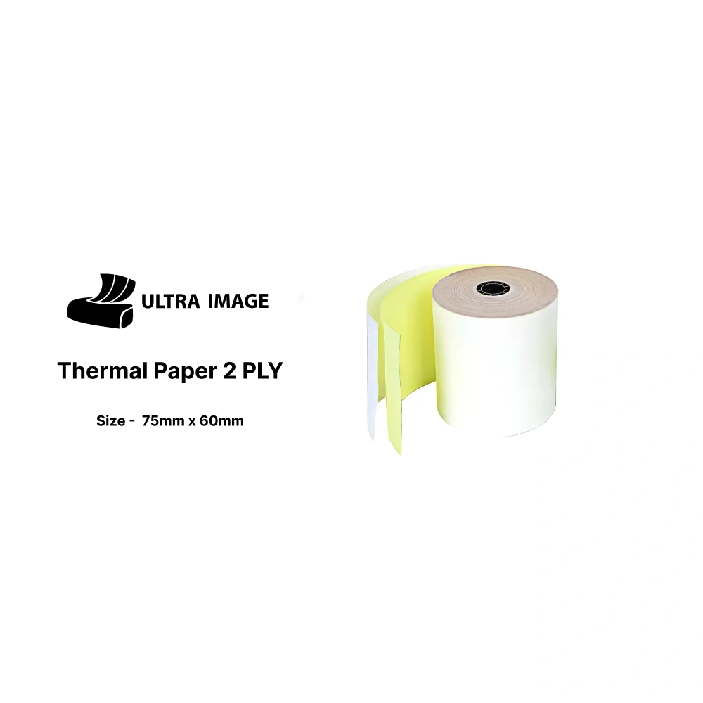 Ultra Image Thermal Paper 75x60mm 2Ply White and Yellow
