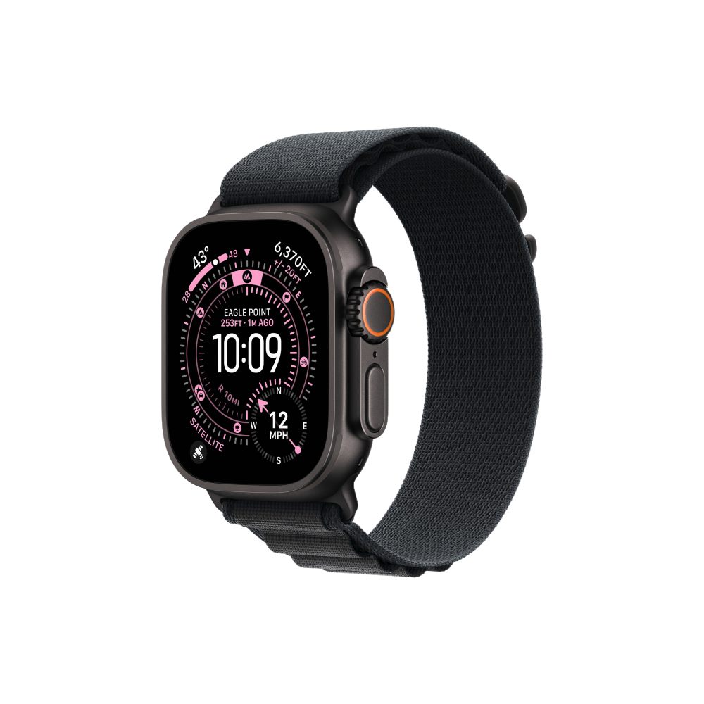 Apple Watch Ultra 3 GPS+Cellular 49mm Black Titanium Case with Black Alpine Loop - Medium, Large