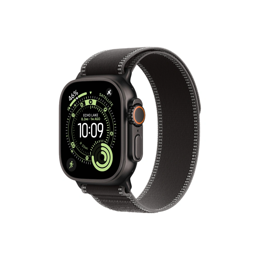 Apple Watch Ultra 3 GPS+Cellular 49mm Black Titanium Case with Black/Charcoal Trail Loop - S/M, M/L